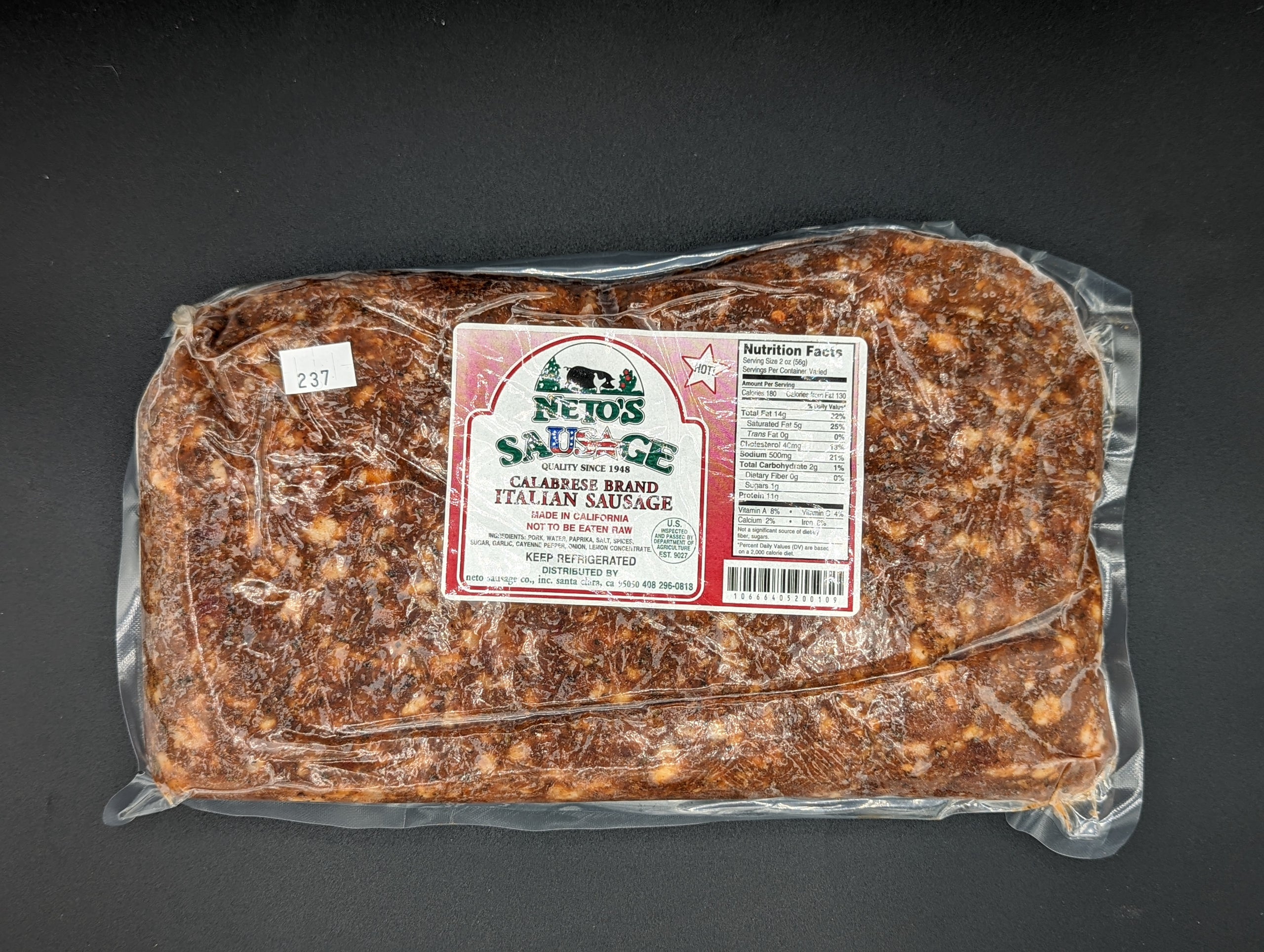 Italian Calabrese 2.5lb Bulk Meat | Neto Sausage / Santa Cruz Pasta Factory